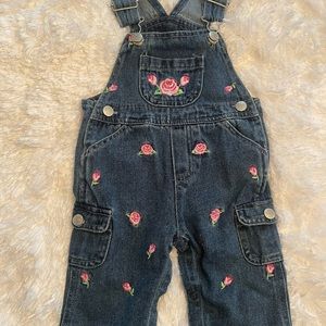 3-6 month denim bib overalls. So cute!!